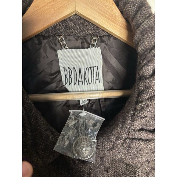 BB Dakota Wool Blend Jacket Brown Tweed Size Medium Button Closure Preppy - Picture 4 of 6